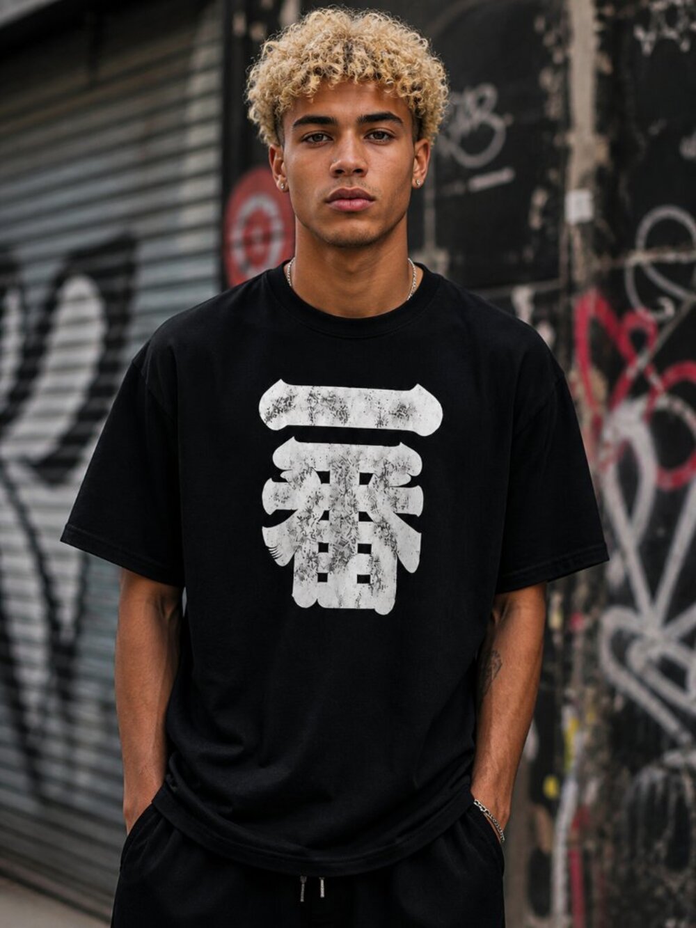VINTAGE Y2K Ichiban Made in Japan Graphic Tee S Black Skater Grunge Streetwear